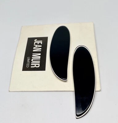 £37.99 • Buy JEAN MUIR Rare 1960s Black White Layered Plastic Mod Style Clip On Earrings