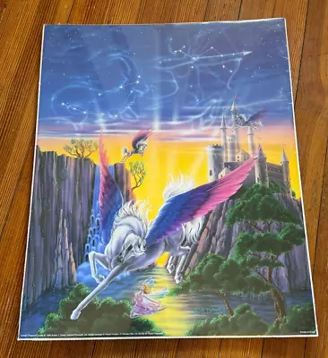 Vtg 1990s Sue Dawe PEGASUS CASTLE Sky STARS Horses FANTASY Art Sealed Print NEW • $9.99