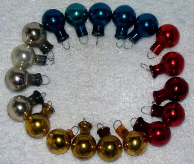 Vintage Lot Of 19 Miniature Glass Red Blue Silver & Gold Christmas Ornaments • $20