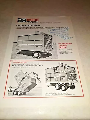 £6 • Buy As Marston Trailer Silage Availabilities  Sales Brochure 2 Page 