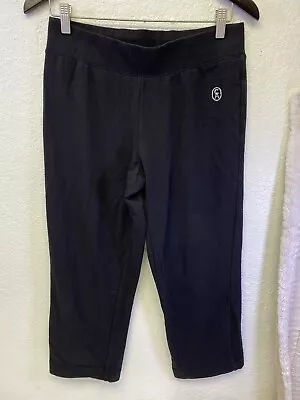 Christine Alexander Crystal Logo SMALL Black Cotton Blend Lounge Yoga Crop Pant • $4.99