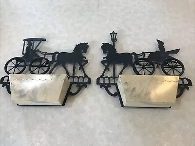 2 Vintage Plastic Wall Planters;horse Drawn Carriage;fancy Manwomanlamppost • $9