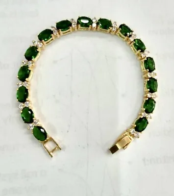 $40.69 • Buy Gorgeous Thai Green Cubic Zirconia 22k Yellow Gold Plated Bracelet Women Jewelry