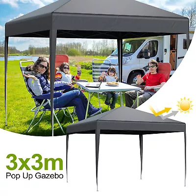 Pop Up Gazebo 3x3m Marquee Tent Heavy Duty Waterproof Garden Outdoor Canopy New • £56.99