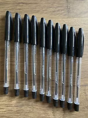 Q Connect Stick Ballpoint Pen0.5mm Medium PointBlack KF02457 ( PKT OF 10 PENS) • £4.75