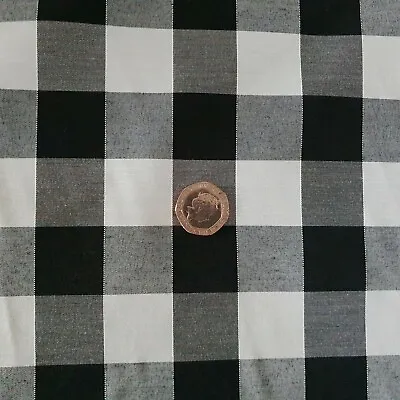 £4.95 • Buy Black & White 1 Inch Gingham Check Polycotton Fabric Material - 1 Full Metre