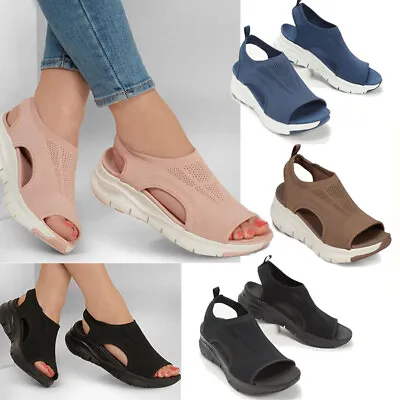 Ladies Shoes Size Summer Comfort Flat Women Casual Orthopedic Wedge Sandals • £9.83