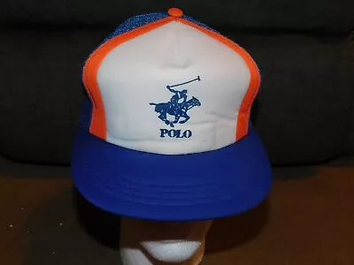 Vintage 80's Trucker Snapback Cap Hat BLUE YR RALPH LAUREN POLO MEN'S  • $35.37