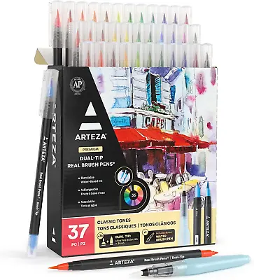 $87.40 • Buy Real Brush Pens, 36 Dual-Tip Watercolor Markers With Flexible Nylon Brush Tips, 