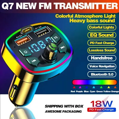 18W PD Car Charger Bluetooth 5.0 Car Wireless FM Transmitter For IPhone 14 13 12 • $10.89