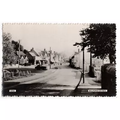 MILFORD ON SEA Hampshire View In The Village RP Postcard Postmarked 1963 • £1.99