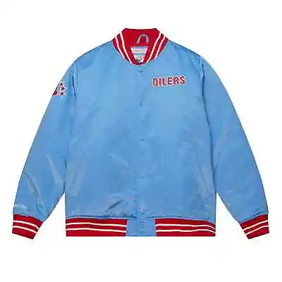 Men's Mitchell & Ness NFL Houston Oilers Light Blue Heavyweight Satin Jacket • $149.95