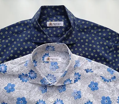 Lot Of 2 Men's Domenico Vacca Short Sleeve 15.5 Collared Cotton Floral Shirts • $99.99