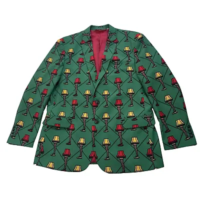 SHINESTY Christmas Blazer Mens 48 Green Christmas Tree Lamp Holiday Print Coat • $60