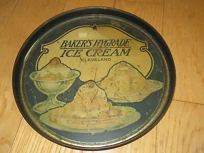 Vintage Tin Litho Baker's Hygrade Ice Cream Sign Advertising Tray Cleveland OHIO • $35.99