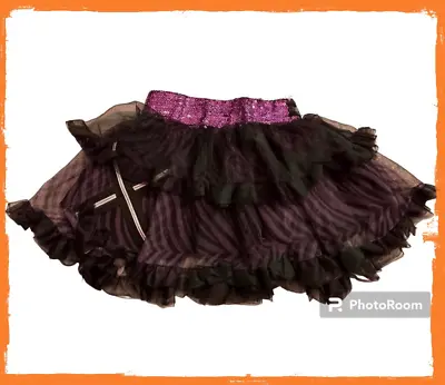 Monster High Black & Purple Sequin Tutu Ruffle Mini Girls Tulle Skirt Gift Fun • $20