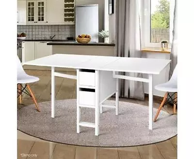 Dining Room Kitchen Gateleg Extendable Folding Dining Table W/ Storage Drawers • $184.90