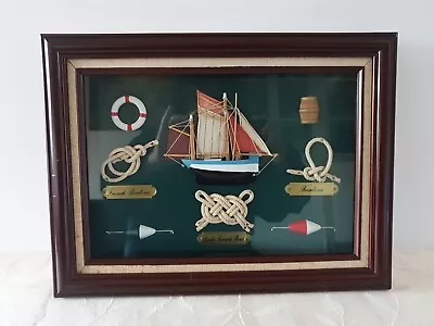 Vintage Framed Sailor Nautical Knots Bounty  Shp Box Display  • £14.99