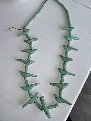 Vintage Southwestern Zuni Turquoise Bird Fetish Necklace Antique • $300