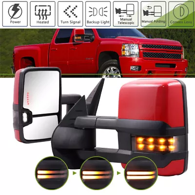 LED Amber Signal Tow Mirrors For 2007-2014 Chevy Silverado Sierra Power Heated • $219.99