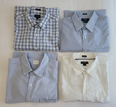 Lot Of 4 J.Crew Mens Long Sleeve Cotton Shirts Medium Blue White Grey • $20