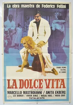 LA DOLCE VITA (1974rr) Original ARGENTINA Cinema Movie Poster - Federico Fellini • $181.53