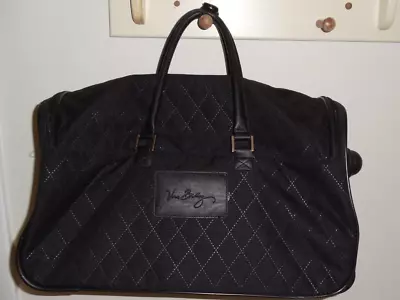 Vera Bradley Rolling Duffel Luggage Suitcase Carry-on Quilted Black Microfiber • $89.95