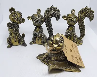 Rare 4 Mod Dep Made In Italy Brass Animals Home Decor Shelf Sitter Vintage • $150