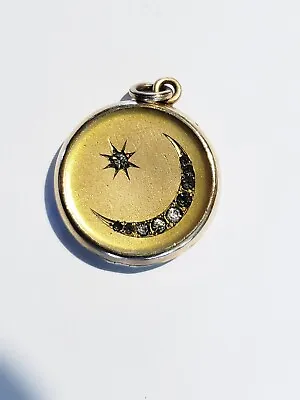 Antique Victorian Gold Filled Moon / Star Locket. With Children Photos • $275