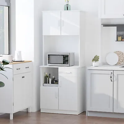 Freestanding Kitchen Cabinet Storage Unit Pantry Cupboard Organiser White • £76.99