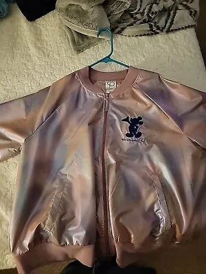 Walt Disney World 50th Anniversary Earidescent Pink Varsity/bomber Jacket Xl • $40