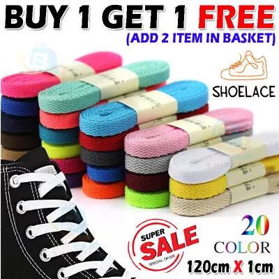 Flat Shoe Laces Boots Trainers Skate Football Coloured Shoelaces Adult Kids • £2.49