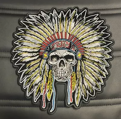 Indian With Feathers Large Biker Back Patch Iron On 10 Inch • $9.99