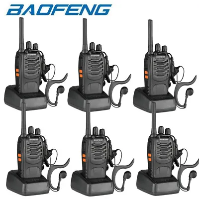 6 Pack Baofeng BF-88E 16CH Walkie Talkies Two-Way Ham Radios Interphone Black UK • £55.90