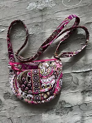 VERA BRADLEY LIZZY Shoulder Crossbody Purse Very Berry Purple And Pinks Bag • $14.99