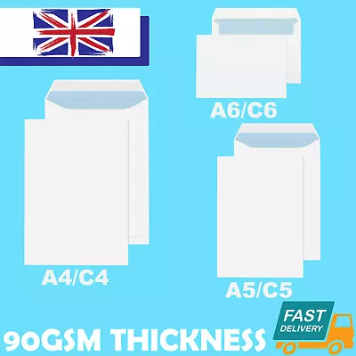 Quality Plain 90gsm White Envelopes Self Seal Strong Paper C5/a5 C6/a6 C4/a4 • £59.95