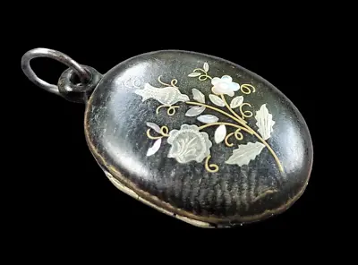 Victorian Era Mourning Locket Antique Pendant Necklace Pique Pose Jewelry • $274.99