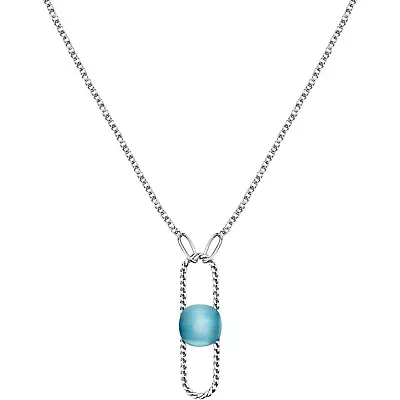 MORELLATO Womens Necklace 1930 SATP16 Stainless Steel Cat Eye Blue • $56.35