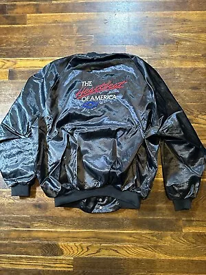 Vintage Jacket WestArk Mens XL Satin Black Chevrolet Heartbeat Of America USA • $39.99