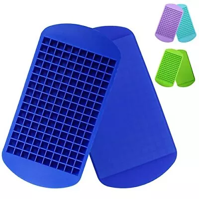  Silicone Mini Ice Cube Trays 2 Pack 160 Small Ice Cube Molds Easy Blue • $12.11