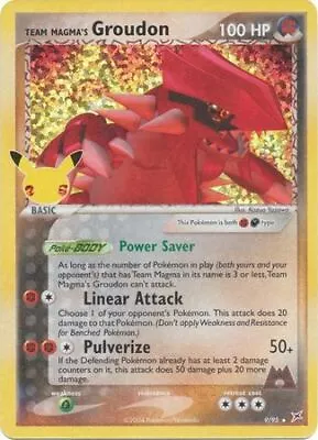 Team Magmas Groudon 9/95 Celebrations Pokemon (holo Rare Nm) • $1.35