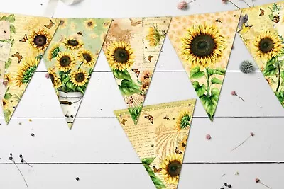 £6.11 • Buy Vintage Style Sunflowers, Butterflies, Bees & Birds Summer Floral Bunting/Banner