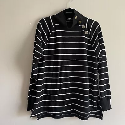 J.Crew Factory Wm M Striped Cloudspun Fleece Wide Button-Collar Tunic Sweatshirt • $22.49