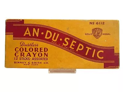 Dustless Colored Crayon Chalk An-Du-Septic 6112 By Binney And Smith Co Vtg A967 • $20.28