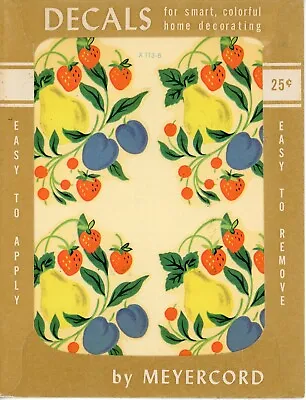 Vintage Meyercord Decals Fruit Pears Strawberries Plums #X113-B 4/sheet 1940s • $13.99