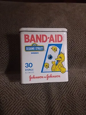 Vintage Metal Sesame Street Big Bird Cookie Monster Band-Aid Container *EMPTY* • $10