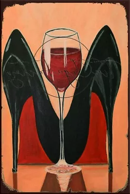 WINE & SHOES Retro/ Vintage Tin Metal Sign Bar Wall Art Home Décor Shed-Garage • $12.99