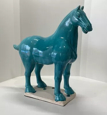 Vintage Large Chinese Drip-glazed Ceramic Tang Horse Statue • £180.96