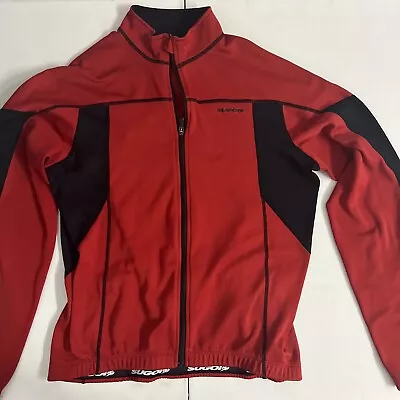 Sugoi Cycling Jacket Mens Large Red Long Sleeve Mock Neck 3 Pockets • $22