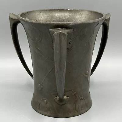 Antique Pewter Tyg Vase KAYSERZINN 4443 Art Nouveau 3 Handled Mistletoe C1905 • £195